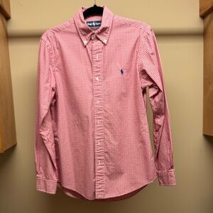 Ralph Lauren Red Small Gingham Button Down Shirt.
